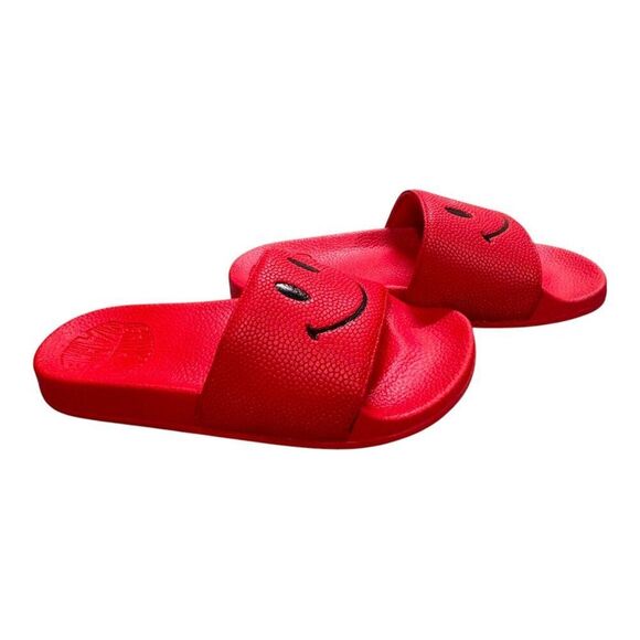 CTM Smiley Red Black Slide Size 6 Comfortable Summer Sandals For Men & Women Box - Picture 4 of 9